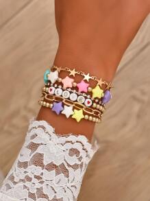 6 cái vòng đeo tay đồ họa thư - Nhiều màu - Xem 1