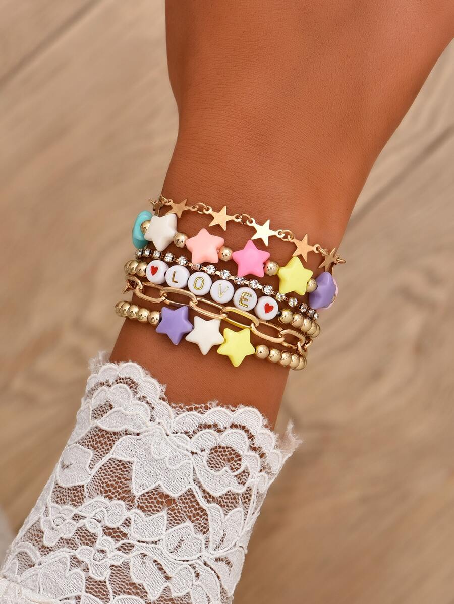 6 cái vòng đeo tay đồ họa thư - Nhiều màu - Xem 1