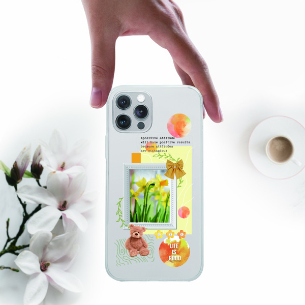 

Photo Frame With Bear Print Phone Case, Clear
