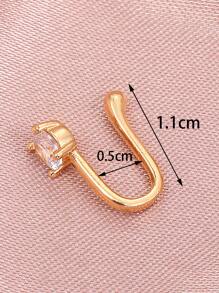 1pc Simple & Fashionable Faux Piercing Nose Ring With Zirconia & Geometric Design For Women's Daily Wear