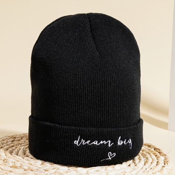 

Heart Pattern Beanie, Black