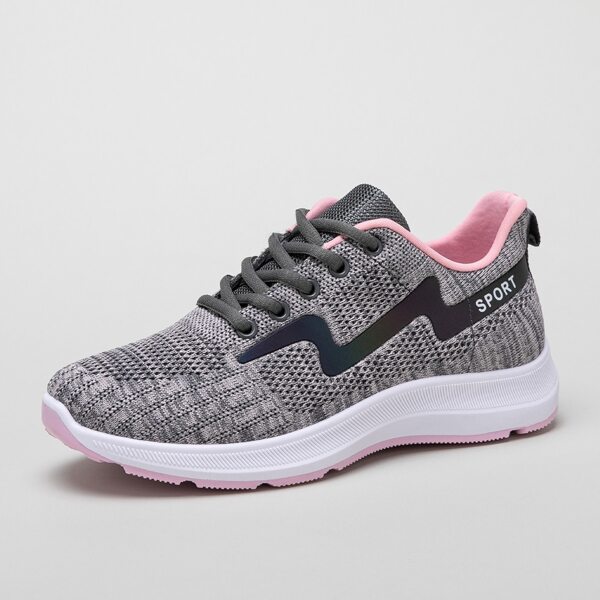 

Knit Detail Lace-up Front Running Shoes, Pink