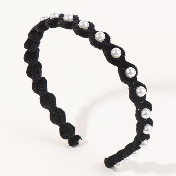 

Faux Pearl Decor Hair Hoop, Black
