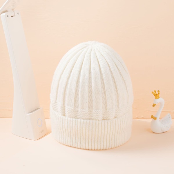 

Solid Knit Beanie, White