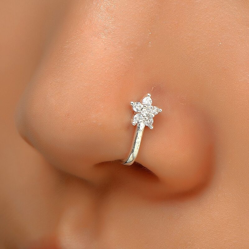 

Rhinestone Nose Cuff, Silver
