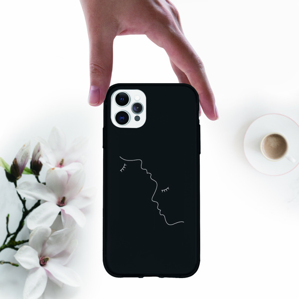 

Line Figure Phone Case, Black