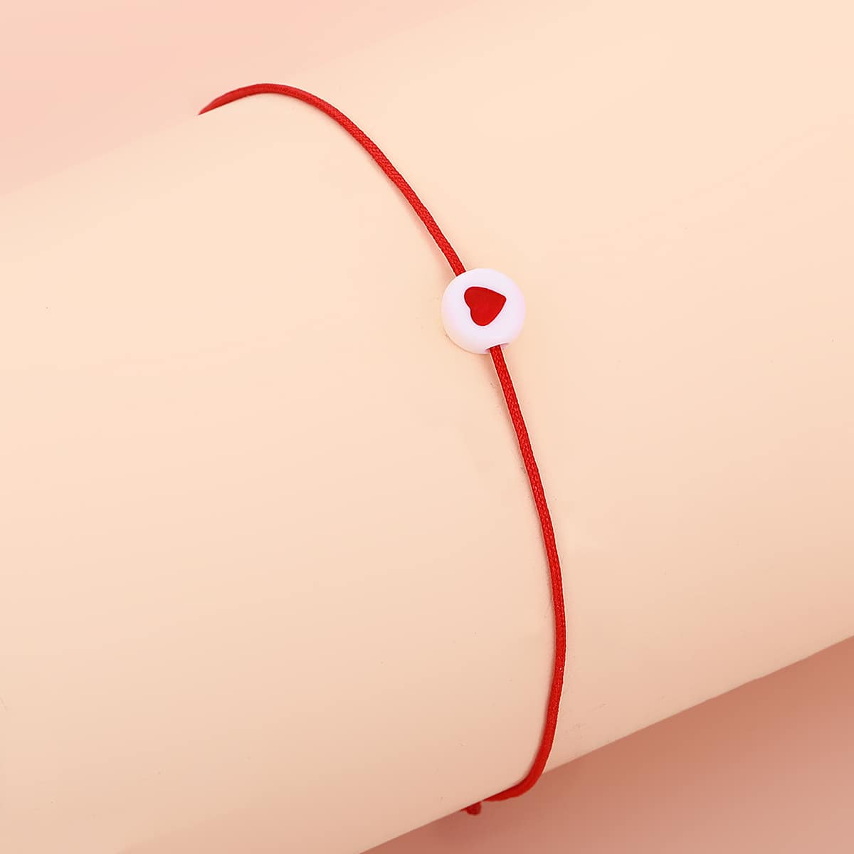 

Heart Decor Rope Bracelet, Red