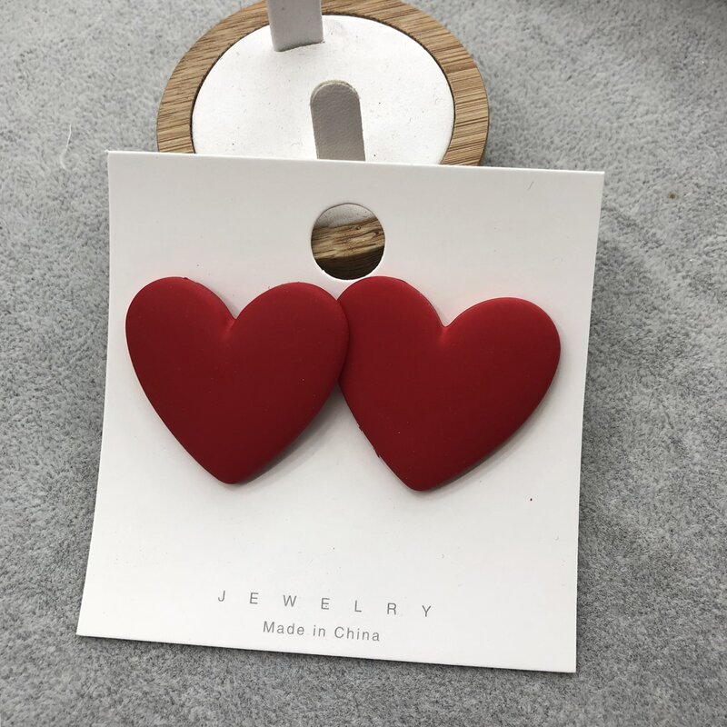 

Heart Stud Earrings, Red