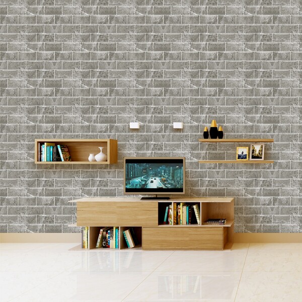 

6pcs Marble Pattern Wall Sticker, Light grey