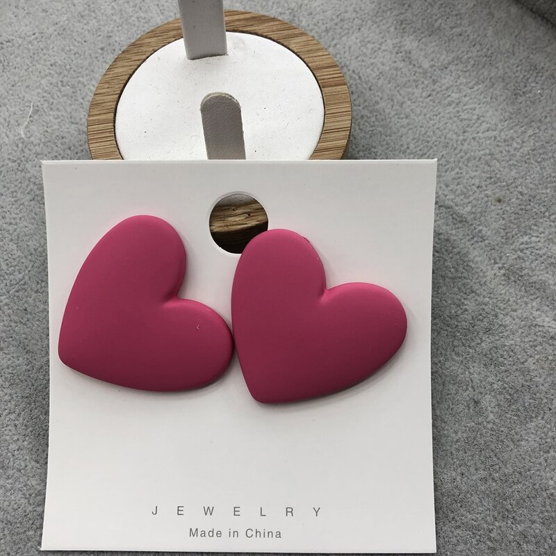 

Heart Stud Earrings, Hot pink
