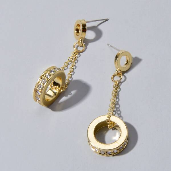 

Rhinestone Decor Drop Earrings, Gold