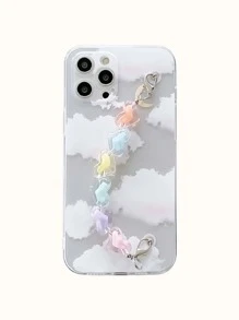 Funda para móvil cielo con estampado con con adorno de corazón con tira de mano - Multicolor - Ver 2