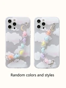 Funda para móvil cielo con estampado con con adorno de corazón con tira de mano - Multicolor - Ver 4