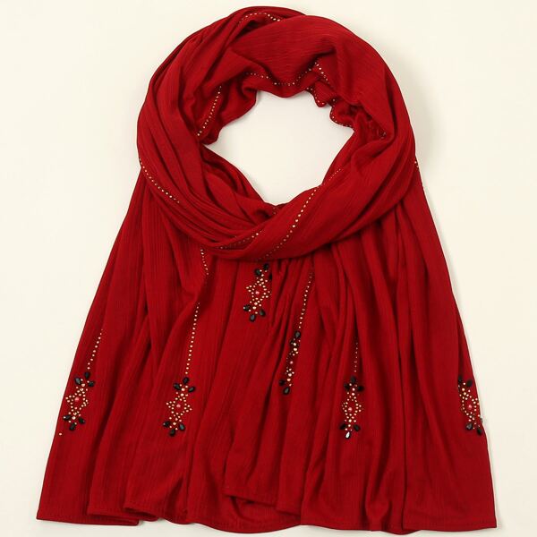 

Rhinestone Decor Scarf, Red