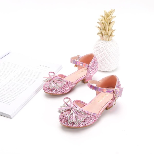 

Toddler Girls Glitter Bow Decor Ankle Strap Sandals, Pink