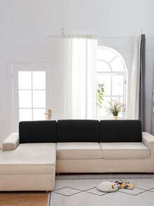 1pc Plain Sofa Back Cover - Black - View 4