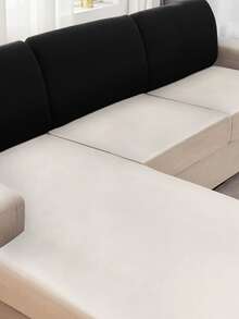 1pc Plain Sofa Back Cover - Black - View 5