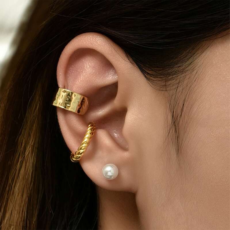 

3pcs Simple Earrings, Gold
