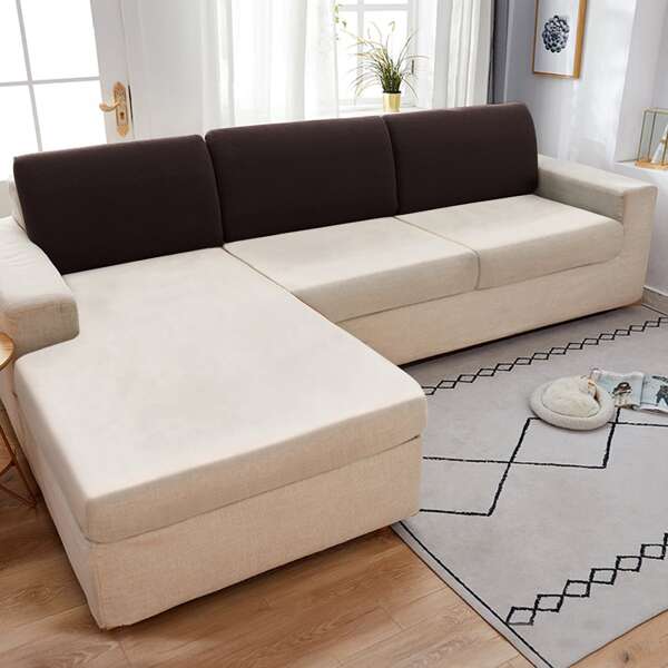

1pc Plain Sofa Back Cover, Coffee brown