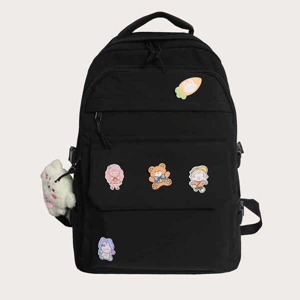 

Kids Unisex Cartoon Graphic Doll Decor Backpack, Black