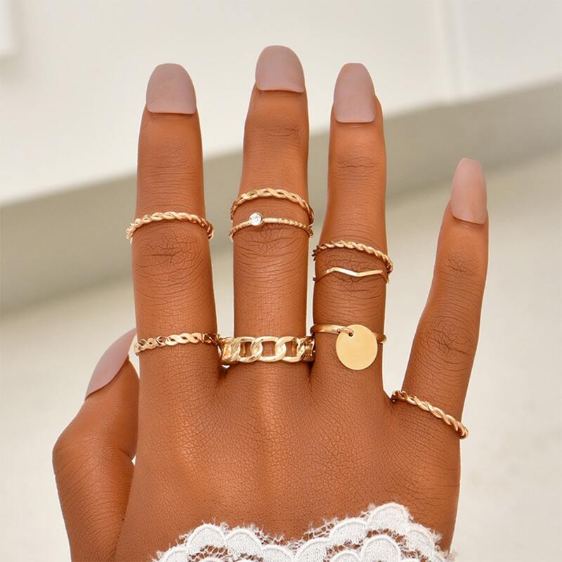 

9pcs Minimalist Ring, Gold