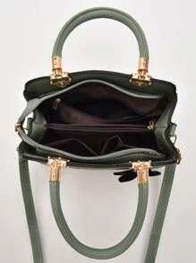 Bolso cartera con bordado floral - Verde - Ver 7