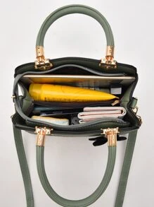 Bolso cartera con bordado floral - Verde - Ver 8