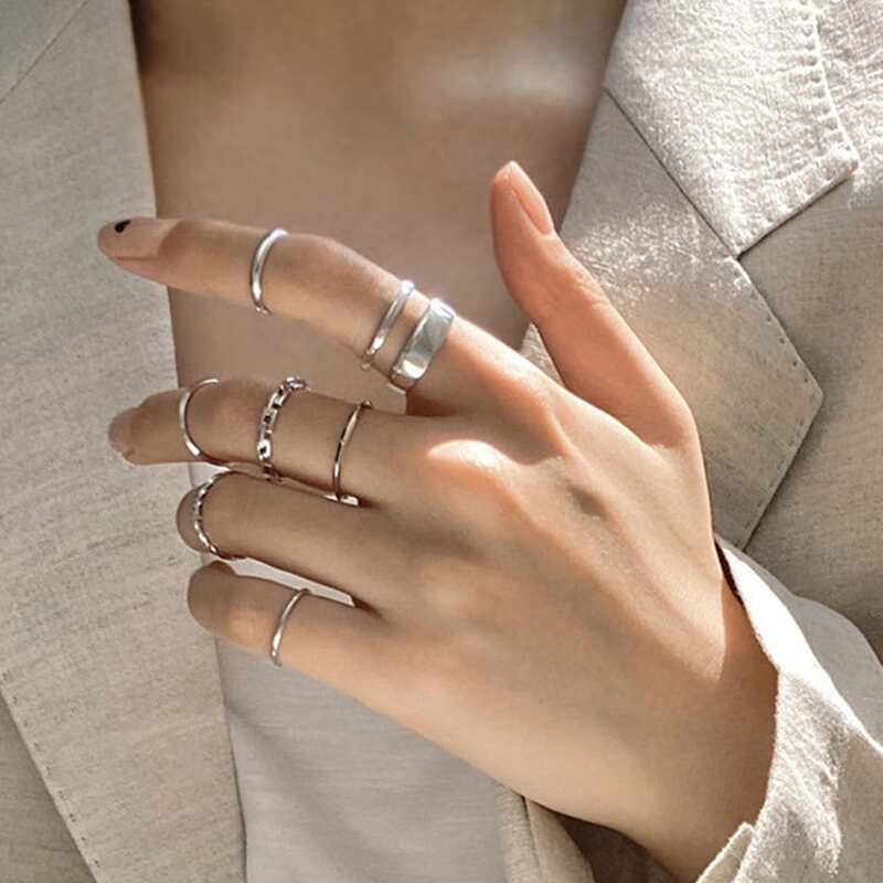 

7pcs Minimalist Ring, Silver