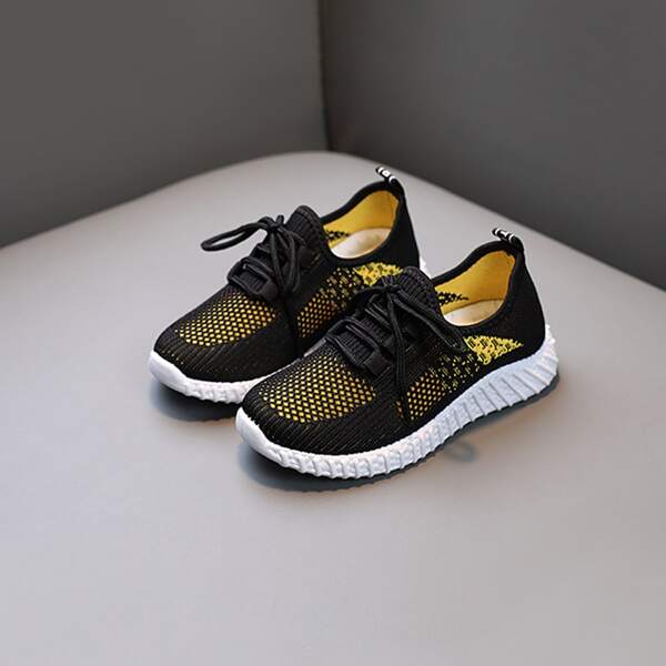 

Toddler Girls Lace Up Decor Mesh Sneakers, Black