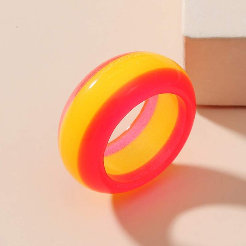 

1pc Colorblock Ring, Yellow