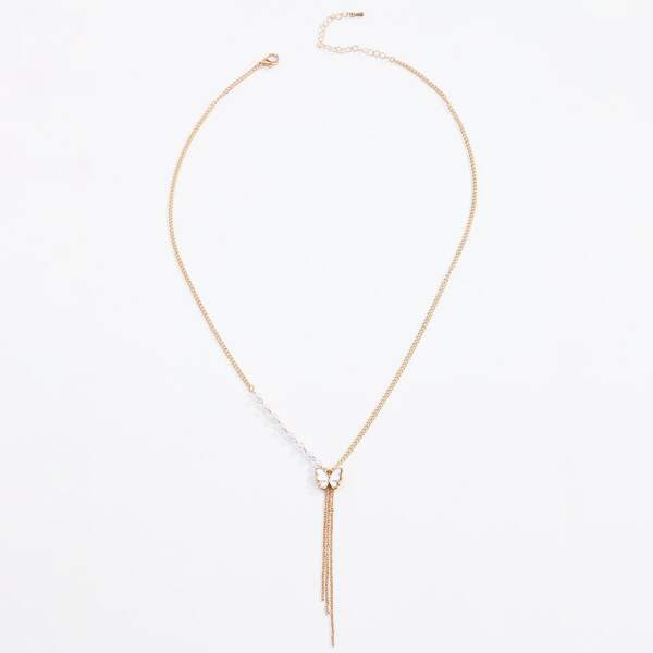 

Butterfly Charm Tassel Necklace, Gold
