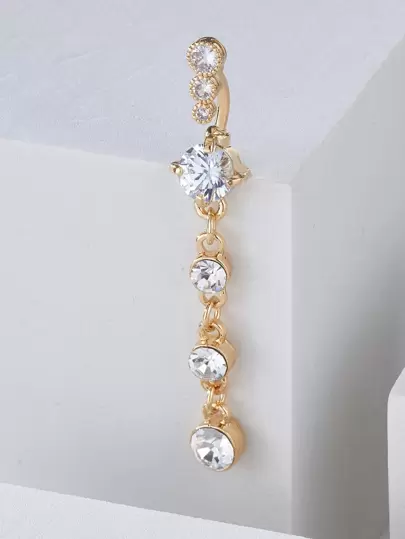 Koppar Cubic Zirconia Dekor Navel Belly Ring För Kvinnor & Män, Gör ett djärvt uttalande med denna Edgy Body Smycken Present