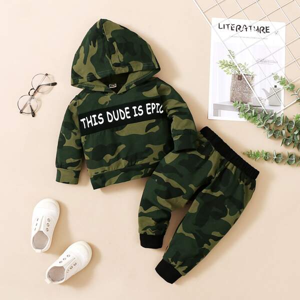 

Baby Camo Print Hoodie & Sweatpants, Multicolor