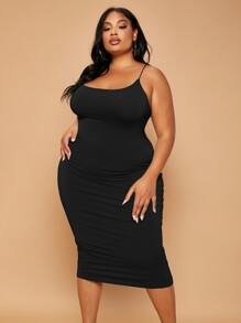 SHEIN SXY Plus Criss Cross Back Bodycon Dress - Black - View 1