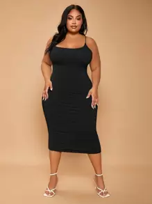 SHEIN SXY Plus Criss Cross Back Bodycon Dress - Black - View 5