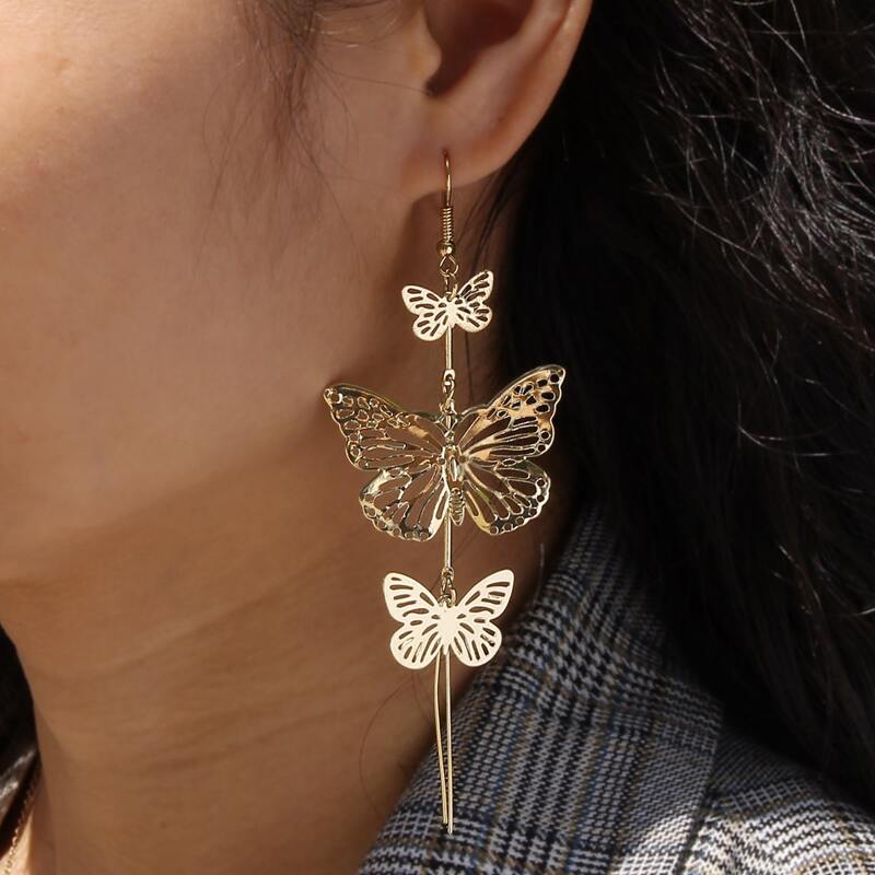 

Butterfly Drop Earrings, Gold