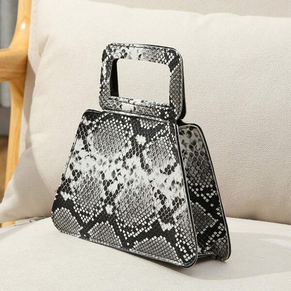 

Snakeskin Print Satchel Bag, Multicolor