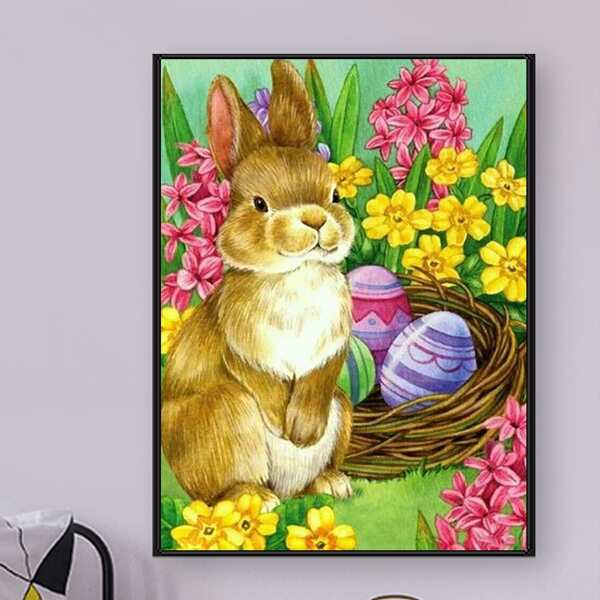 

Rabbit Print DIY Diamond Unframed Painting, Multicolor