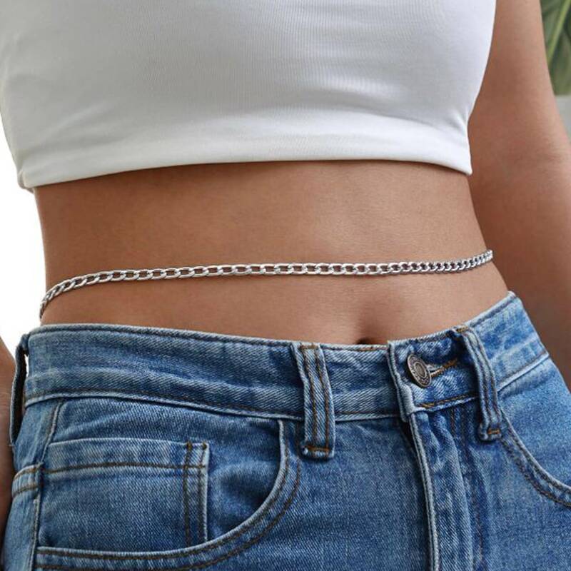 

1pc Chain Waist Chain, Silver