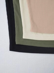 Calvaya Áo hai dây Plus Size Gân đan màu trơn Giải trí - Nhiều màu - Xem 5