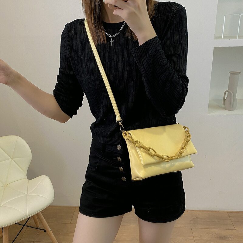 

Minimalist Flap Satchel Bag, Yellow