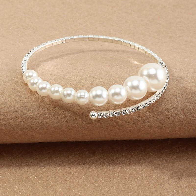 

Faux Pearl Decor Bracelet, Silver