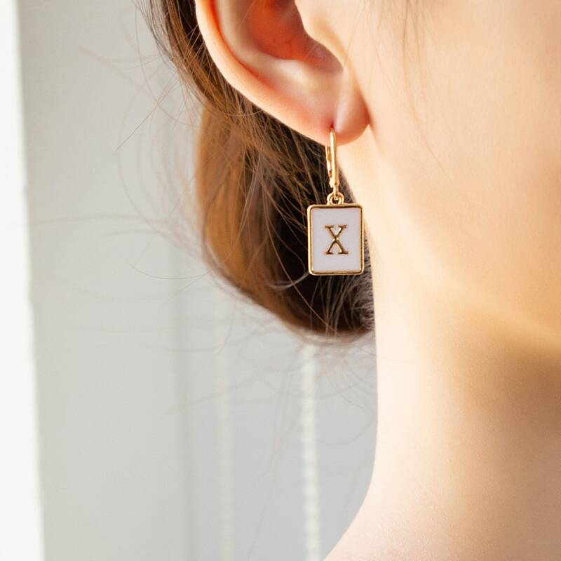 

Letter Drop Earrings, Gold