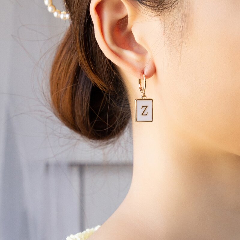 

Letter Drop Earrings, Gold