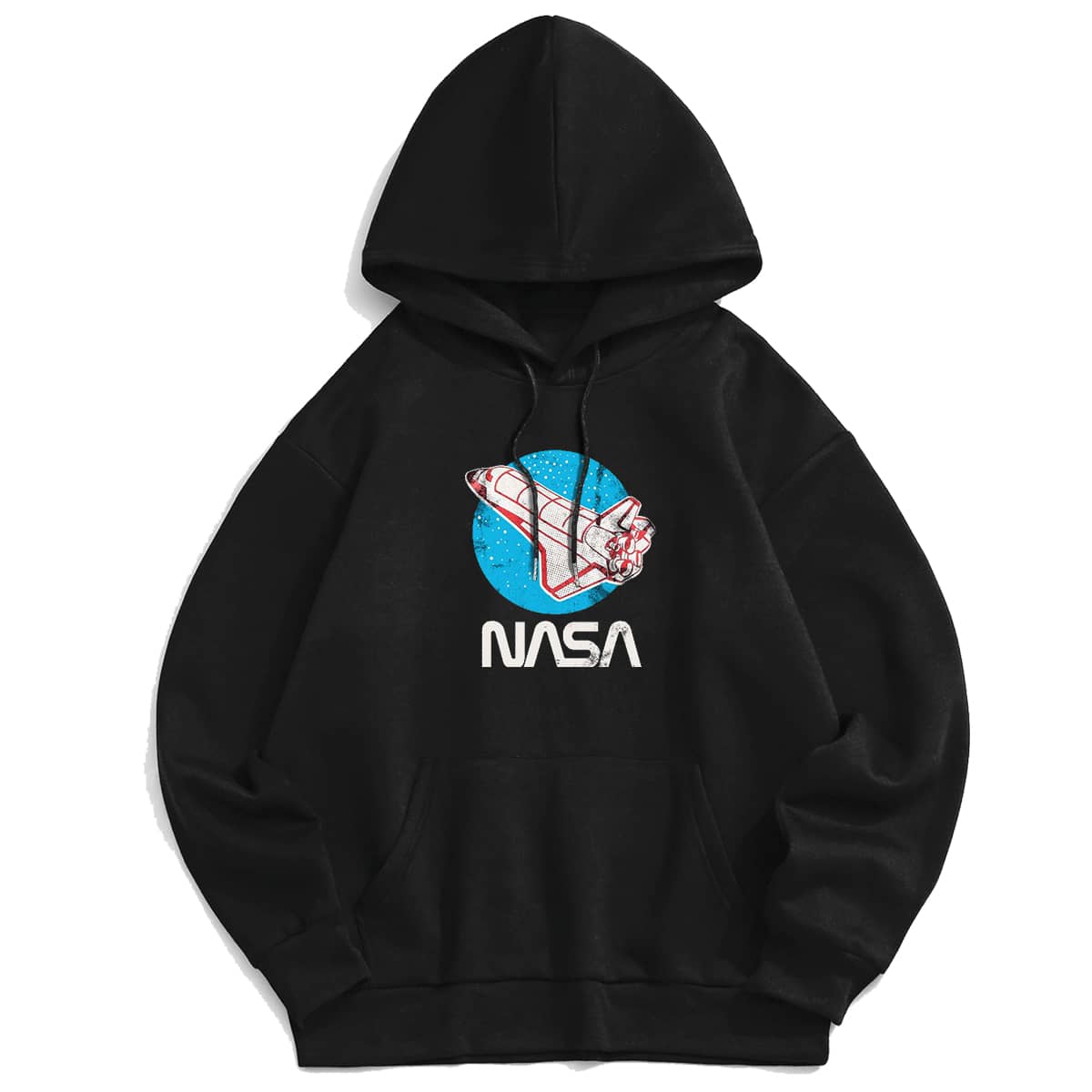 

Guys Letter Graphic Kangaroo Pocket Drawstring Hoodie, Black
