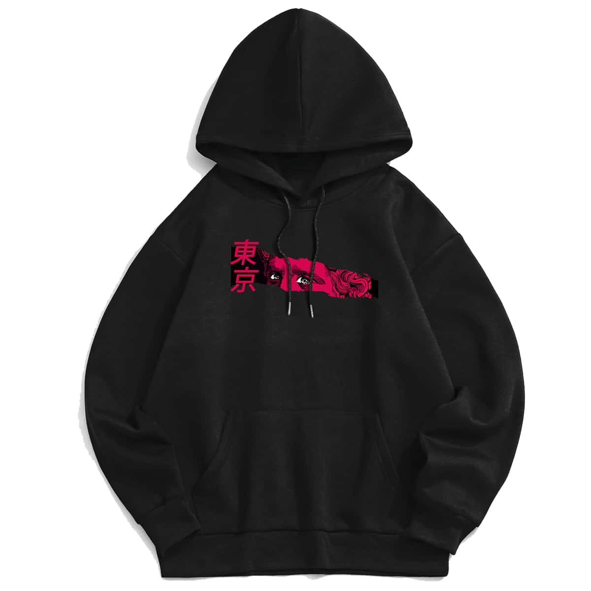 

Guys Figure Print Drawstring Hoodie, Black