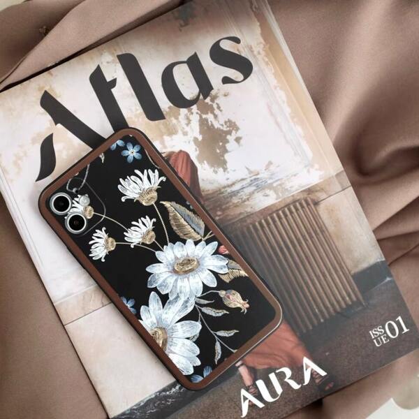 

Flower Painted Phone Case, Black