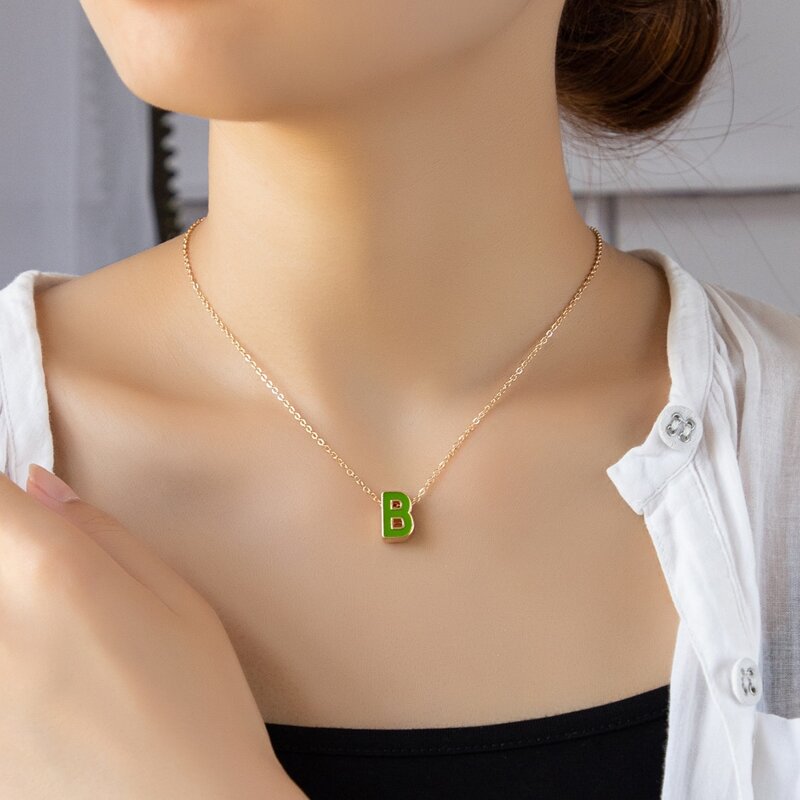 

Letter Charm Necklace, Green