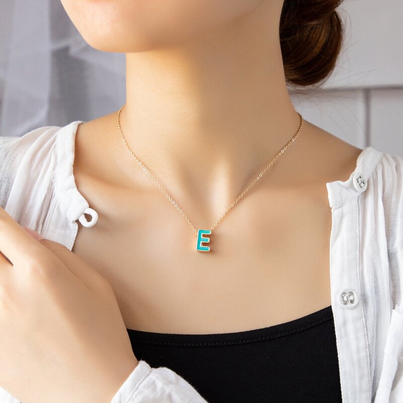 

Letter Charm Necklace, Multicolor
