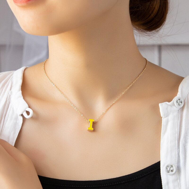 

Letter Charm Necklace, Yellow